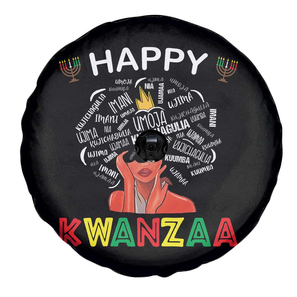 Happy Kwanzaa Spare Tire Cover African American Afro Queen Nguzo Saba - Wonder Print Shop