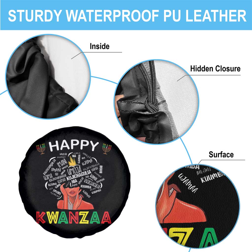 Happy Kwanzaa Spare Tire Cover African American Afro Queen Nguzo Saba - Wonder Print Shop
