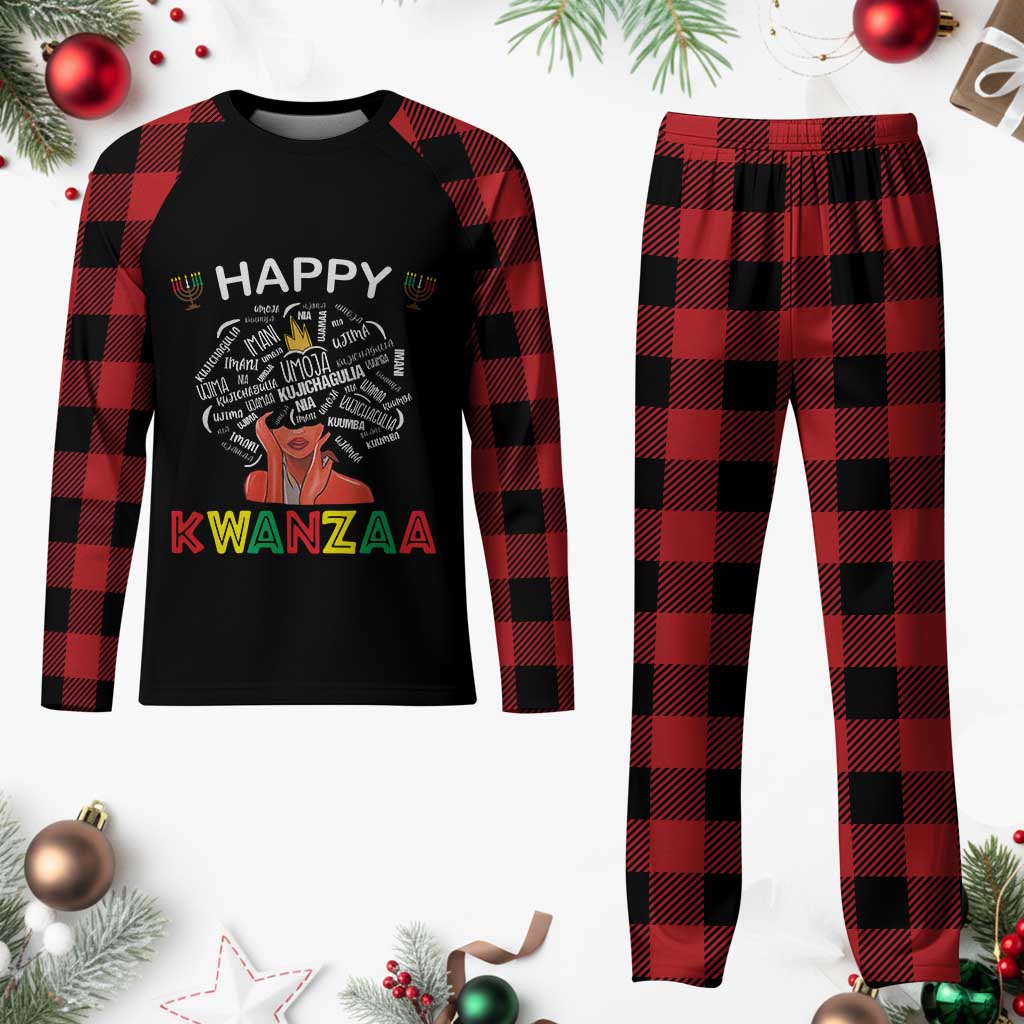 Happy Kwanzaa Plaid Pajama Set African American Afro Queen Nguzo Saba - Wonder Print Shop
