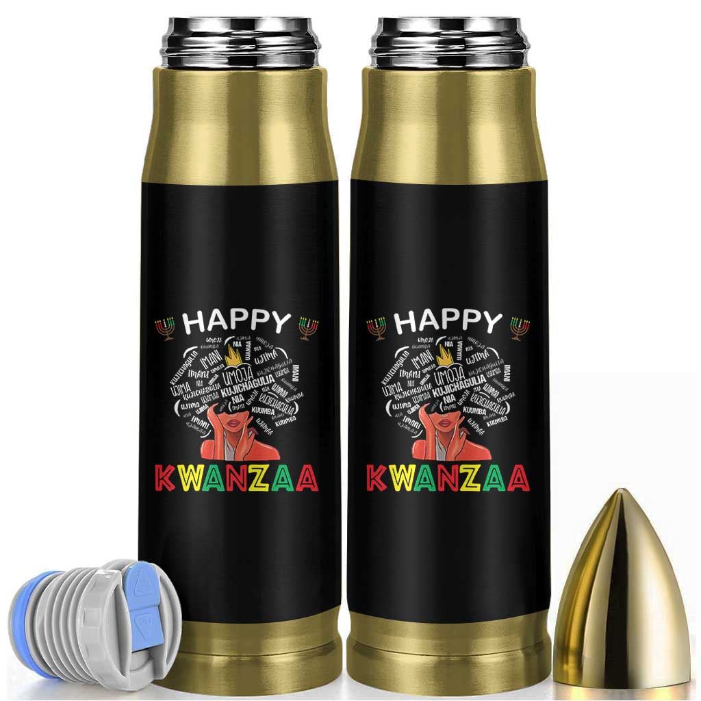 Happy Kwanzaa Bullet Tumbler African American Afro Queen Nguzo Saba - Wonder Print Shop