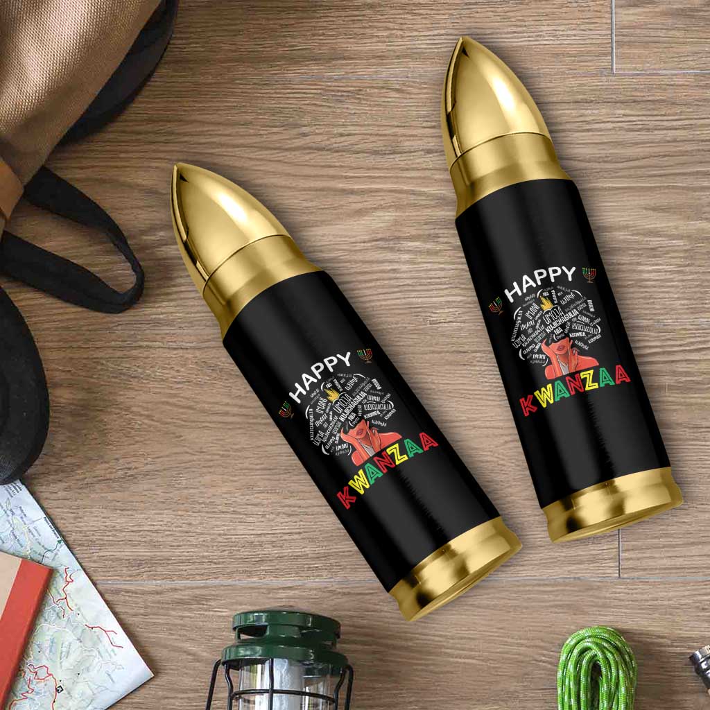 Happy Kwanzaa Bullet Tumbler African American Afro Queen Nguzo Saba - Wonder Print Shop