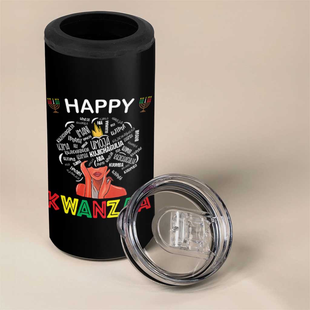 Happy Kwanzaa 4 in 1 Can Cooler Tumbler African American Afro Queen Nguzo Saba - Wonder Print Shop