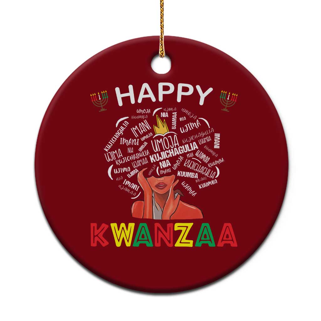 Happy Kwanzaa Ceramic Ornament African American Afro Queen Nguzo Saba - Wonder Print Shop