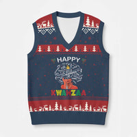 Happy Kwanzaa V-Neck Knit Sweater Vest African American Afro Queen Nguzo Saba - Wonder Print Shop