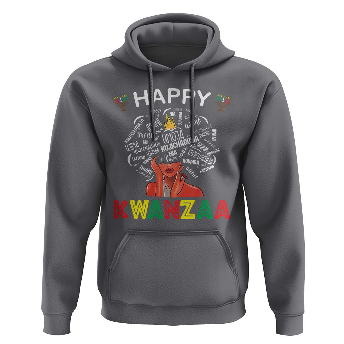 Happy Kwanzaa Hoodie African American Afro Queen Nguzo Saba - Wonder Print Shop