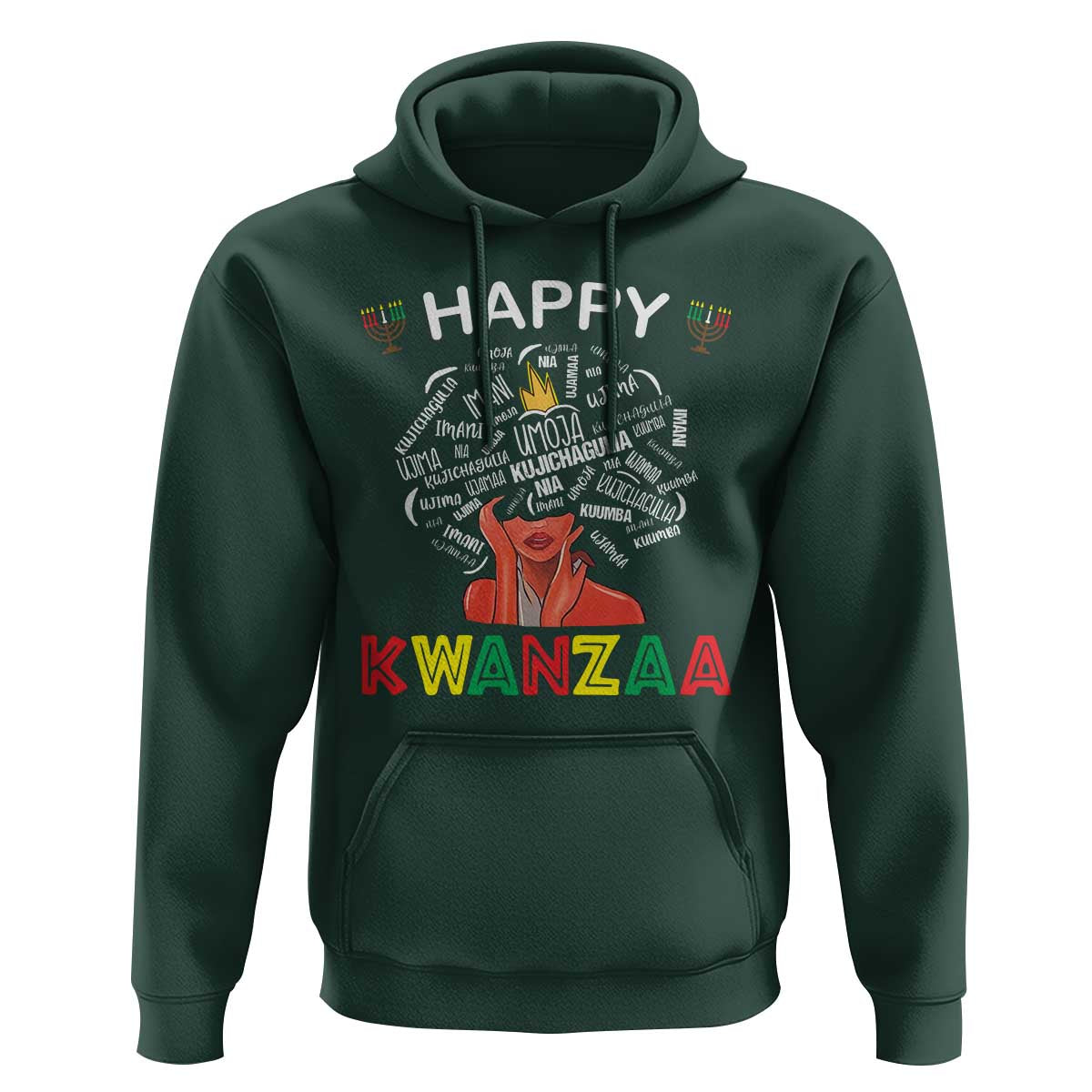 Happy Kwanzaa Hoodie African American Afro Queen Nguzo Saba - Wonder Print Shop