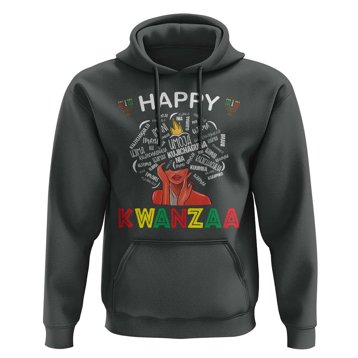 Happy Kwanzaa Hoodie African American Afro Queen Nguzo Saba - Wonder Print Shop