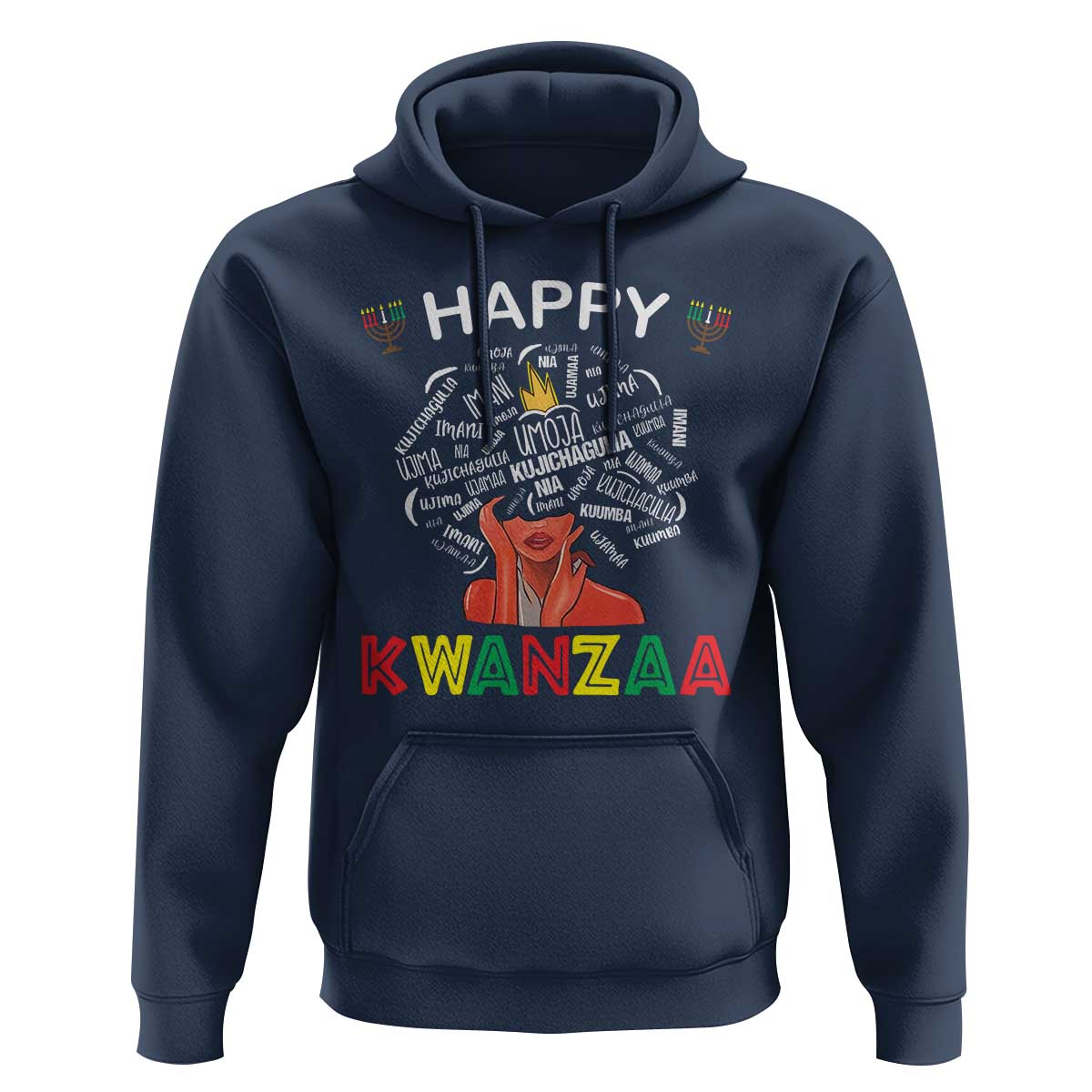 Happy Kwanzaa Hoodie African American Afro Queen Nguzo Saba - Wonder Print Shop