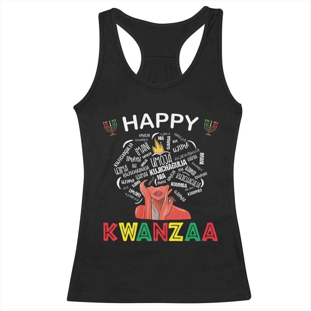 Happy Kwanzaa Racerback Tank Top African American Afro Queen Nguzo Saba - Wonder Print Shop