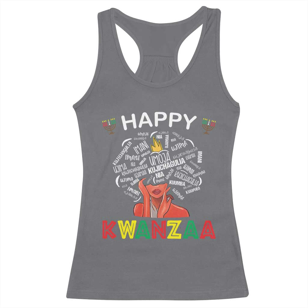 Happy Kwanzaa Racerback Tank Top African American Afro Queen Nguzo Saba - Wonder Print Shop