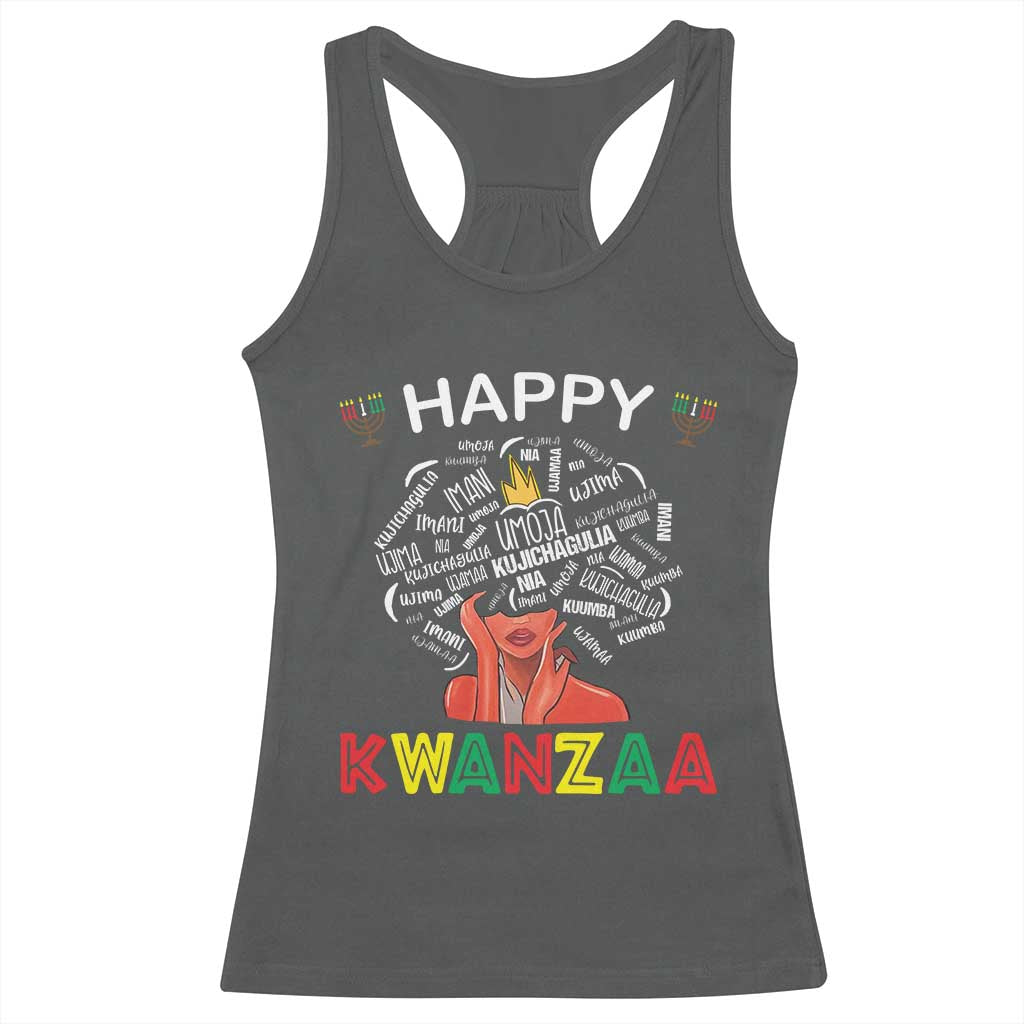 Happy Kwanzaa Racerback Tank Top African American Afro Queen Nguzo Saba - Wonder Print Shop