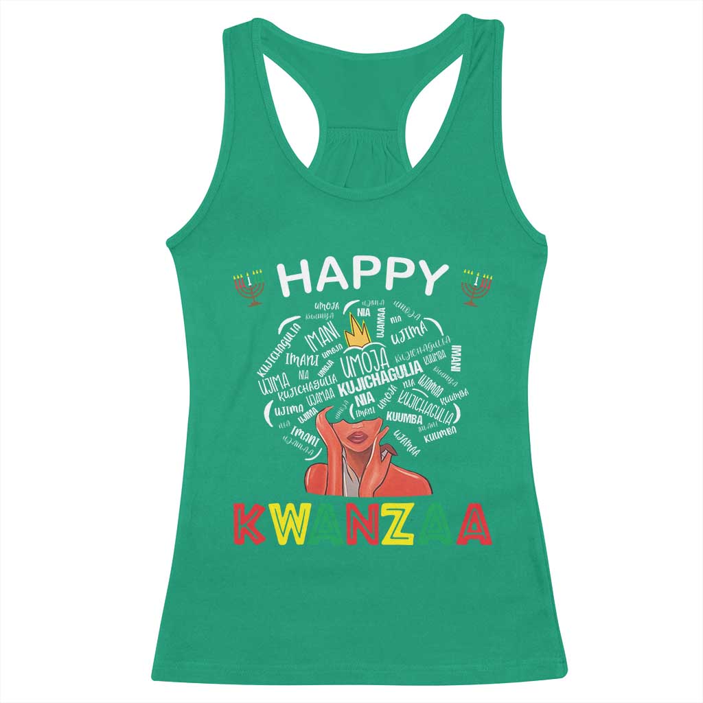 Happy Kwanzaa Racerback Tank Top African American Afro Queen Nguzo Saba - Wonder Print Shop