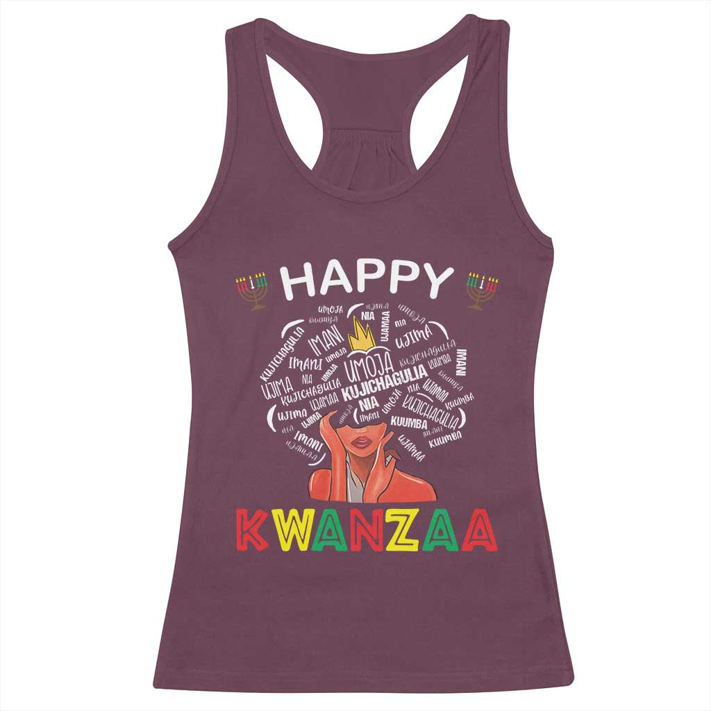Happy Kwanzaa Racerback Tank Top African American Afro Queen Nguzo Saba - Wonder Print Shop