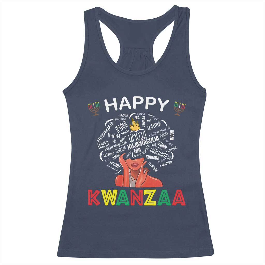 Happy Kwanzaa Racerback Tank Top African American Afro Queen Nguzo Saba - Wonder Print Shop