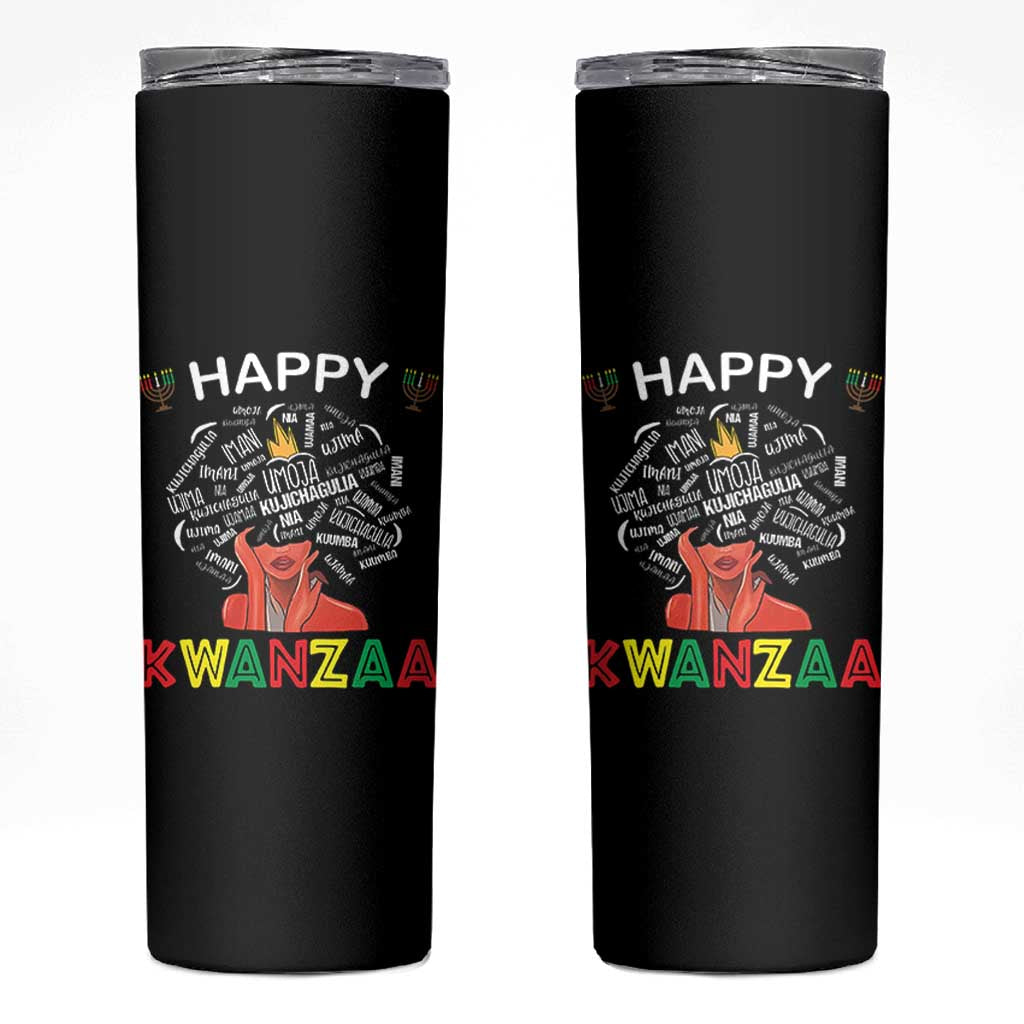 Happy Kwanzaa Skinny Tumbler African American Afro Queen Nguzo Saba - Wonder Print Shop