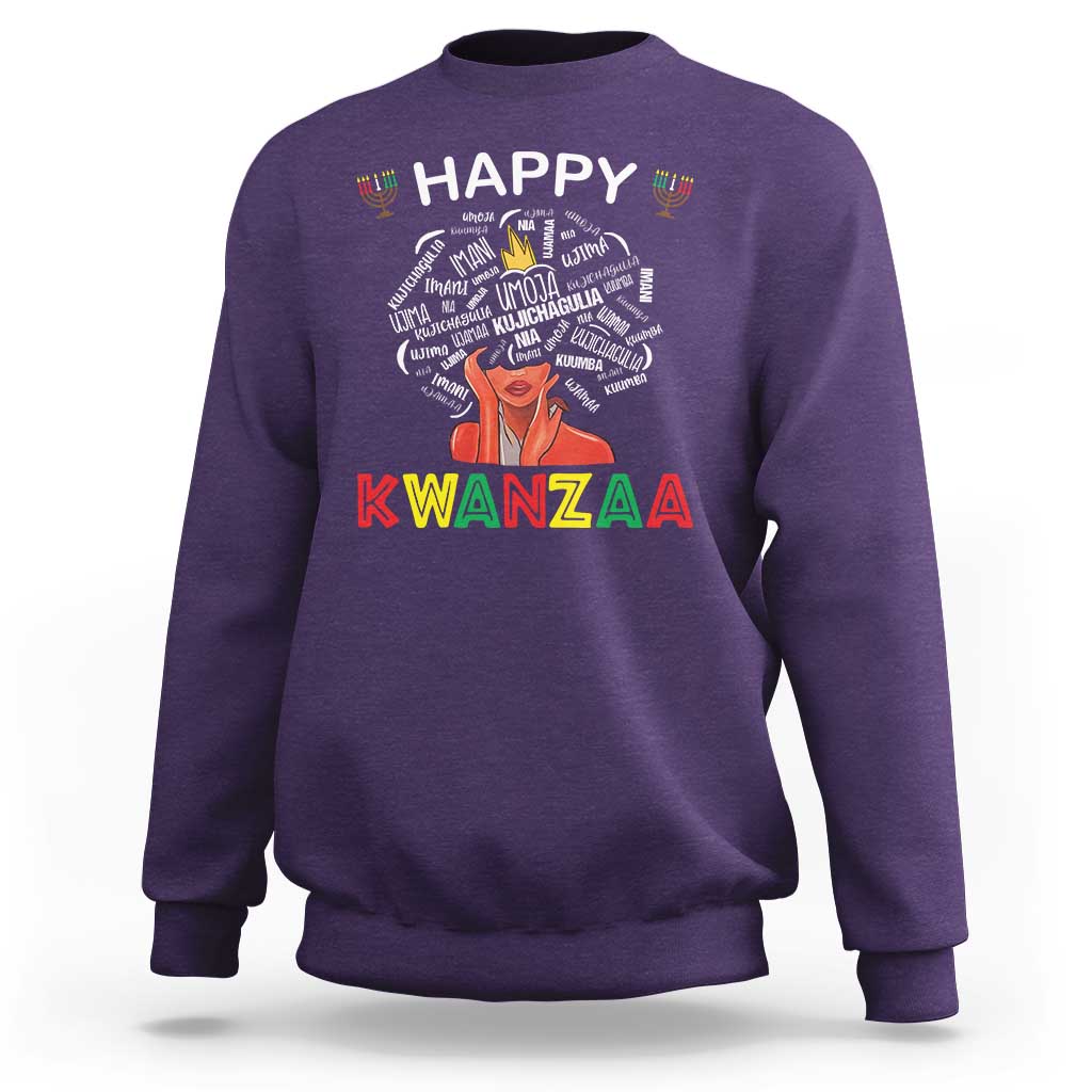 Happy Kwanzaa Sweatshirt African American Afro Queen Nguzo Saba - Wonder Print Shop