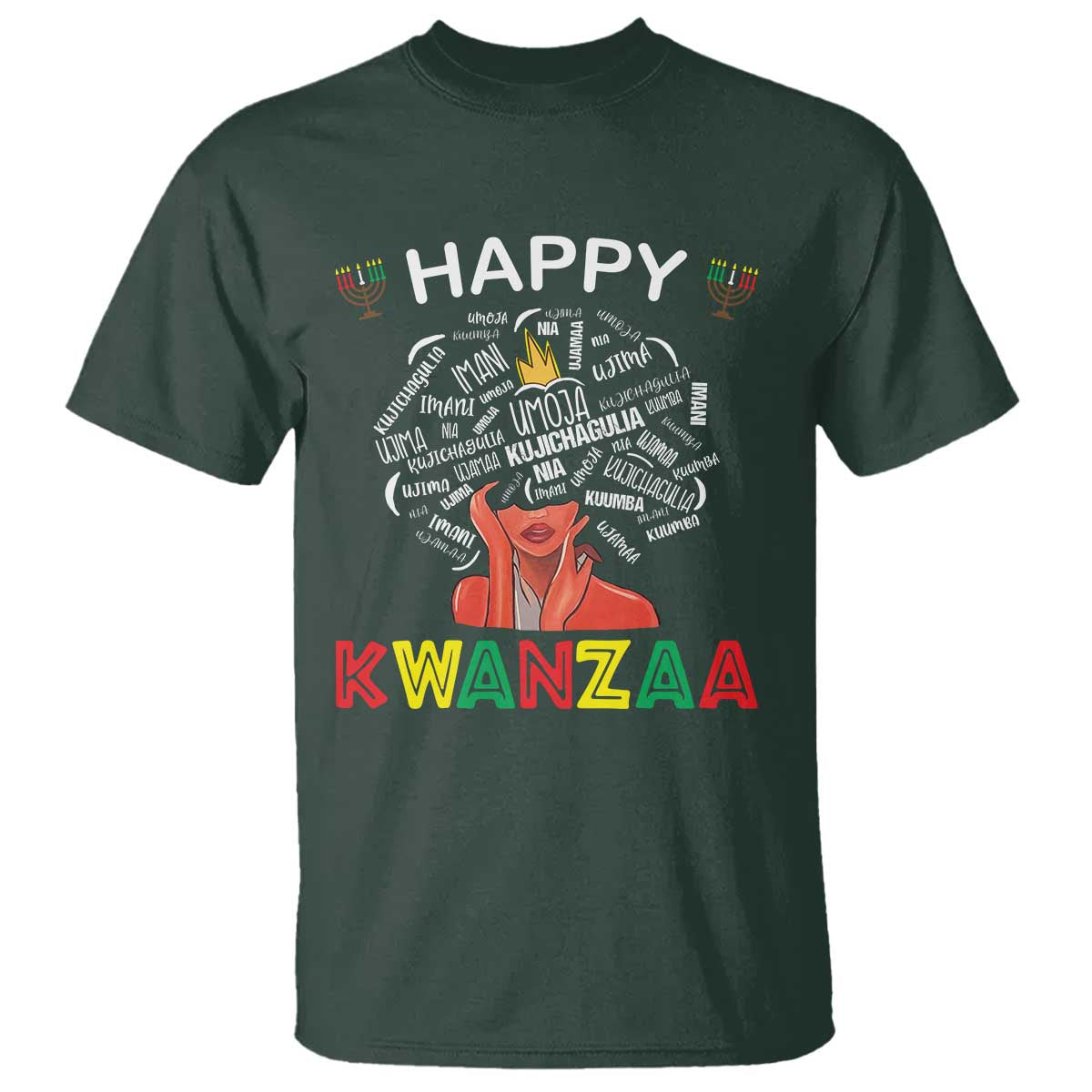Happy Kwanzaa T Shirt African American Afro Queen Nguzo Saba - Wonder Print Shop