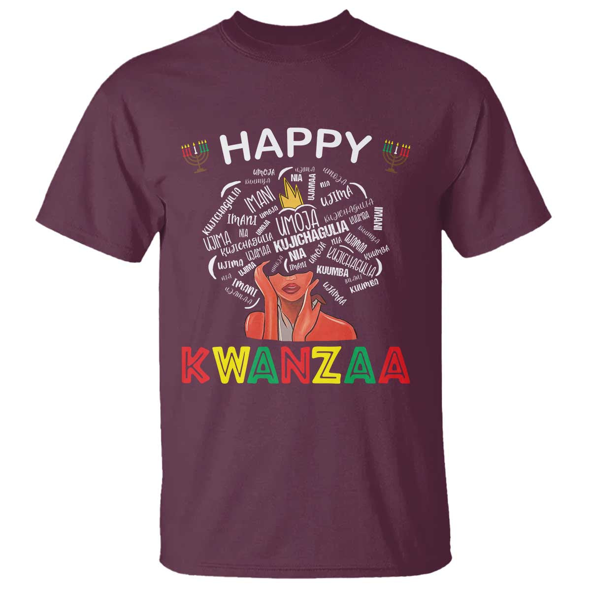Happy Kwanzaa T Shirt African American Afro Queen Nguzo Saba - Wonder Print Shop