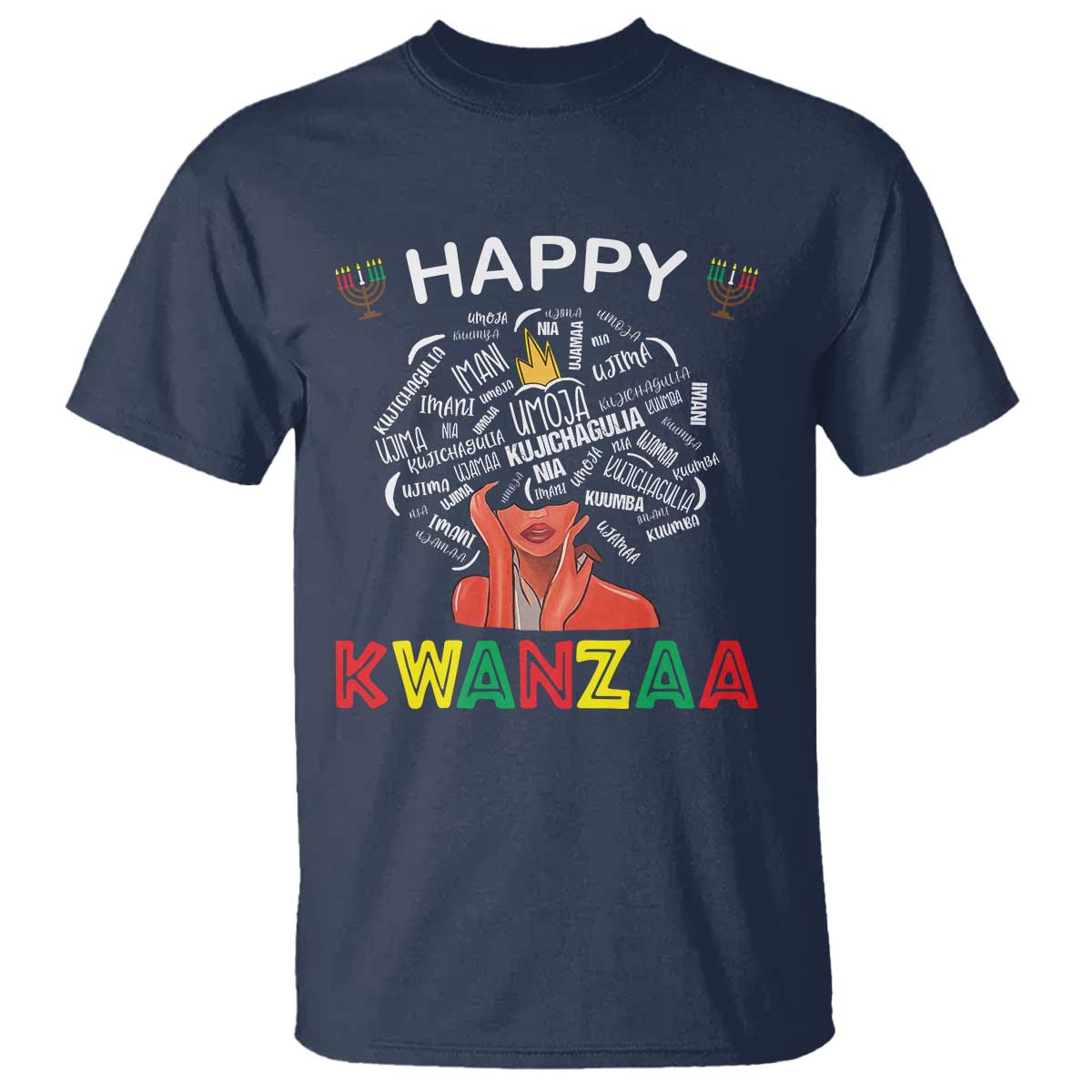 Happy Kwanzaa T Shirt African American Afro Queen Nguzo Saba - Wonder Print Shop