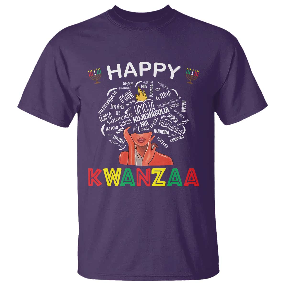 Happy Kwanzaa T Shirt African American Afro Queen Nguzo Saba - Wonder Print Shop