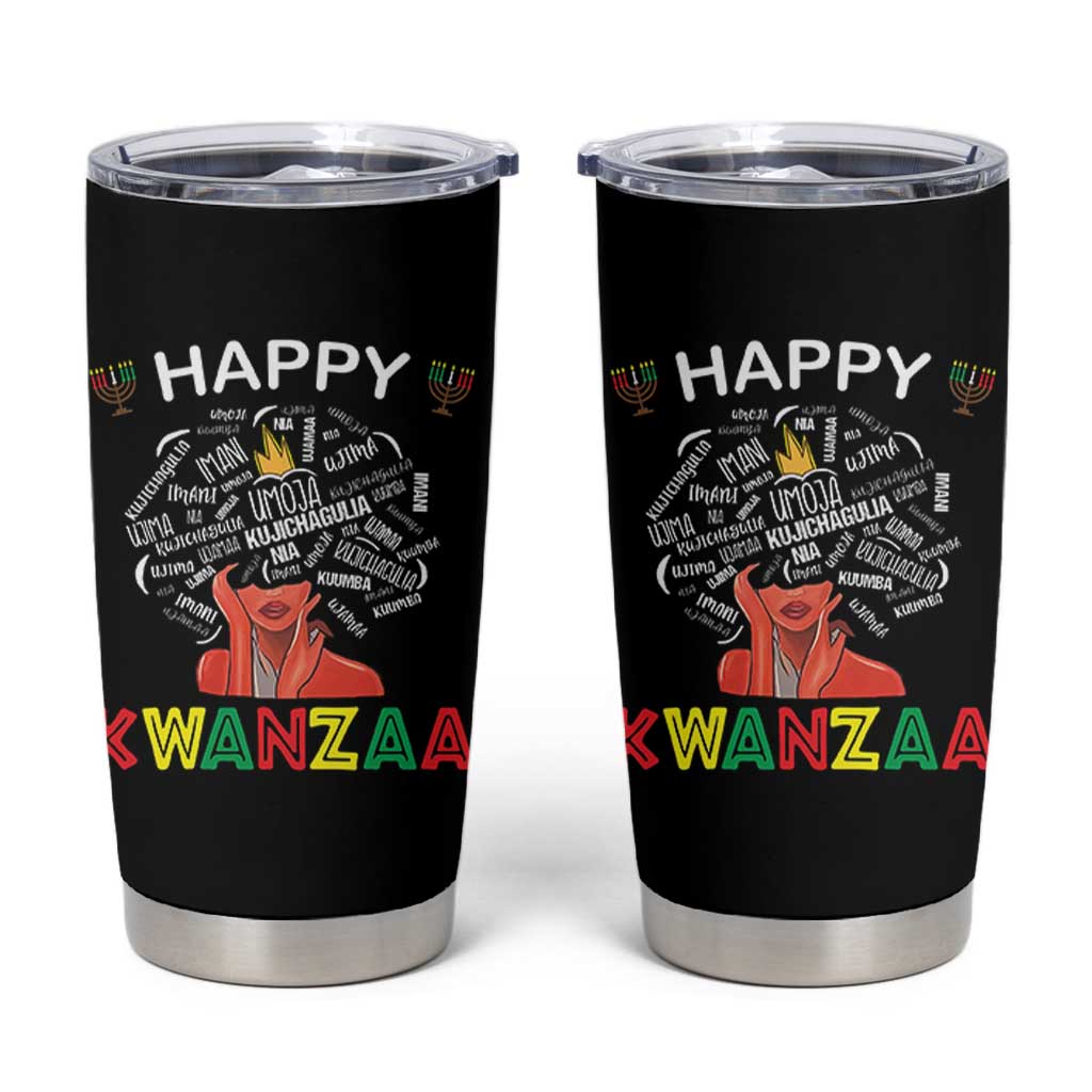 Happy Kwanzaa Tumbler Cup African American Afro Queen Nguzo Saba - Wonder Print Shop