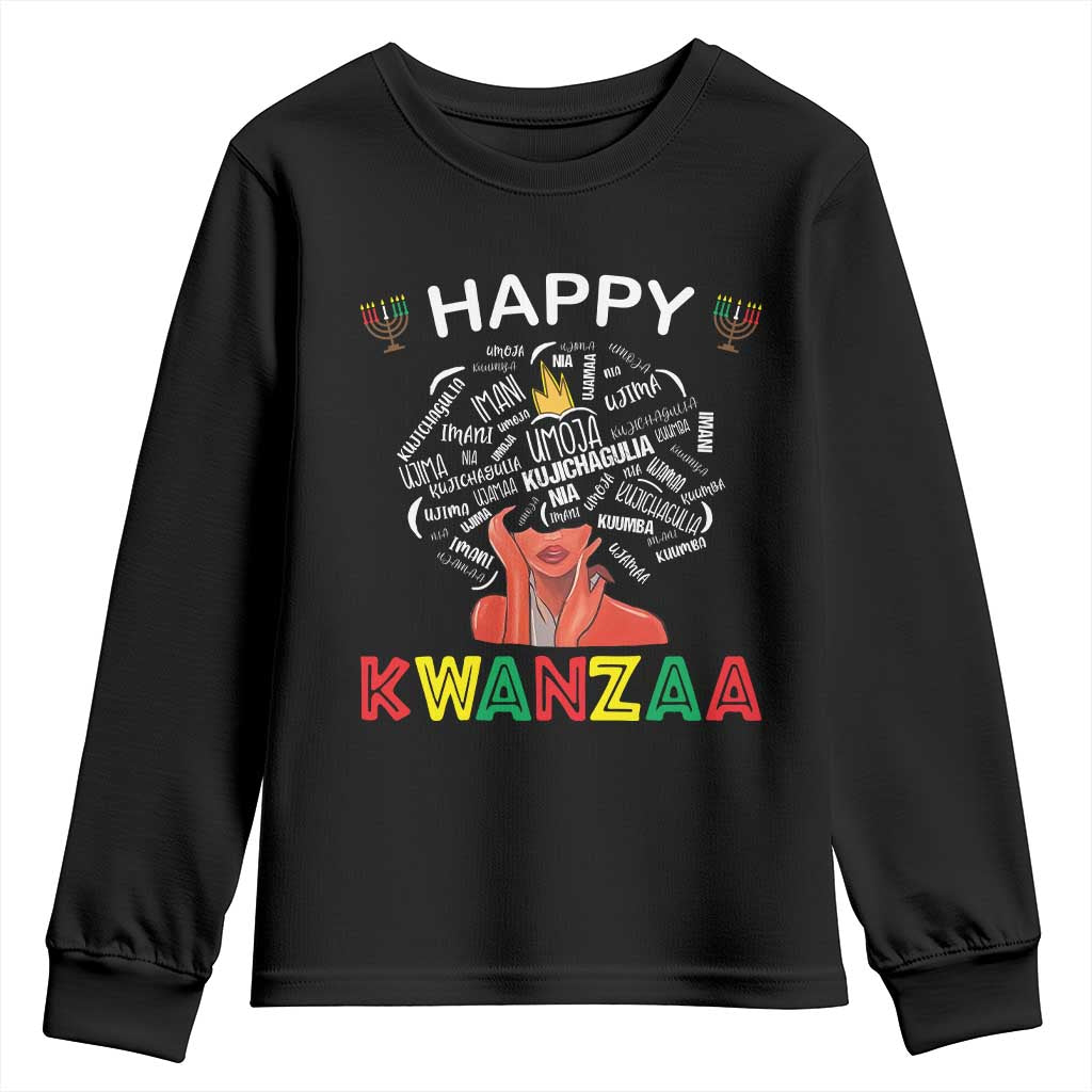 Happy Kwanzaa Youth Sweatshirt African American Afro Queen Nguzo Saba - Wonder Print Shop
