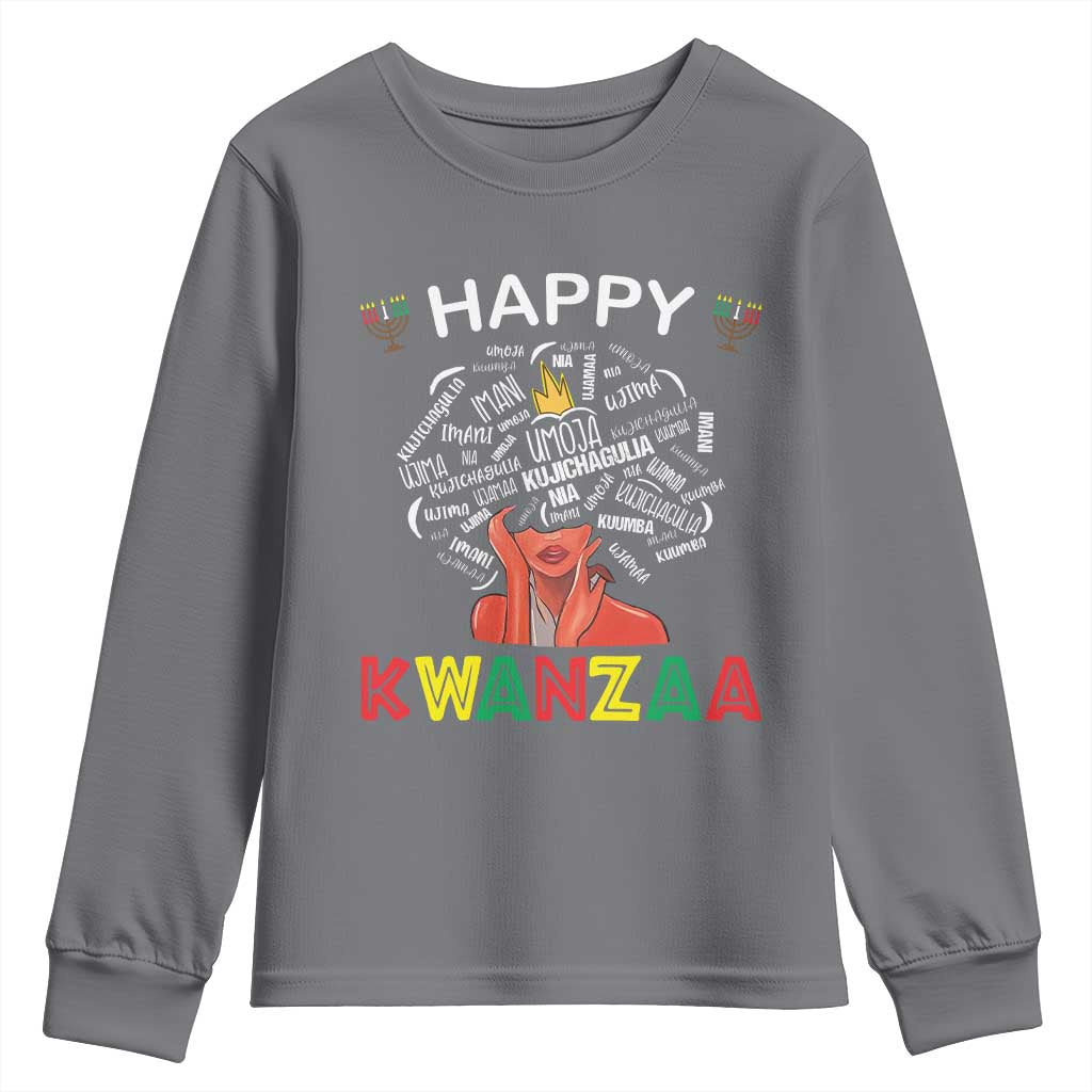Happy Kwanzaa Youth Sweatshirt African American Afro Queen Nguzo Saba - Wonder Print Shop