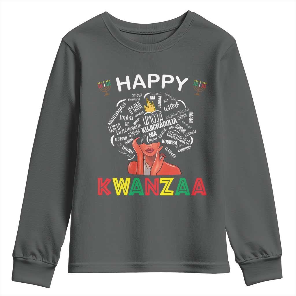 Happy Kwanzaa Youth Sweatshirt African American Afro Queen Nguzo Saba - Wonder Print Shop