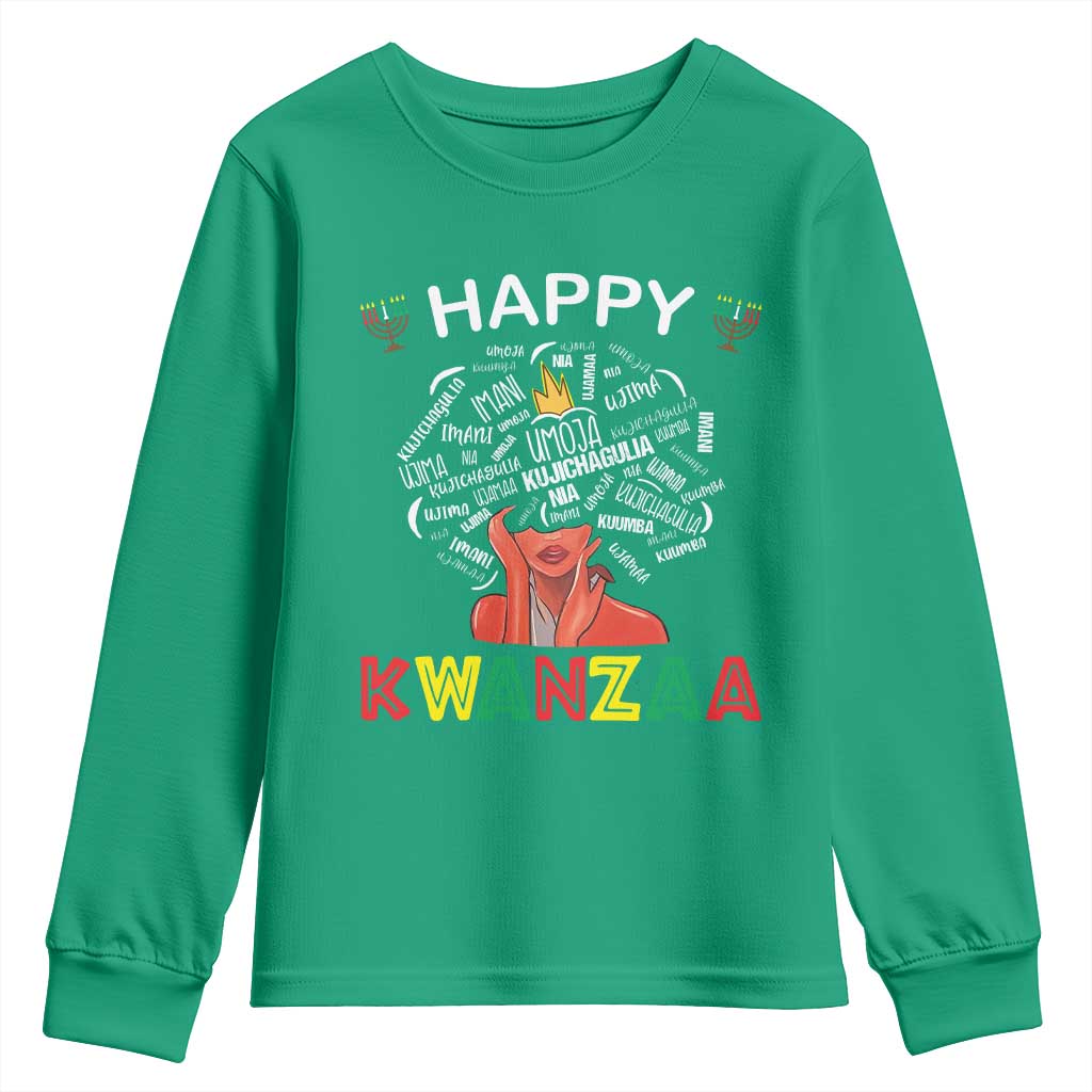 Happy Kwanzaa Youth Sweatshirt African American Afro Queen Nguzo Saba - Wonder Print Shop
