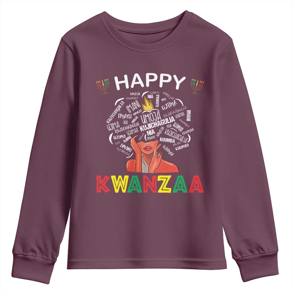 Happy Kwanzaa Youth Sweatshirt African American Afro Queen Nguzo Saba - Wonder Print Shop