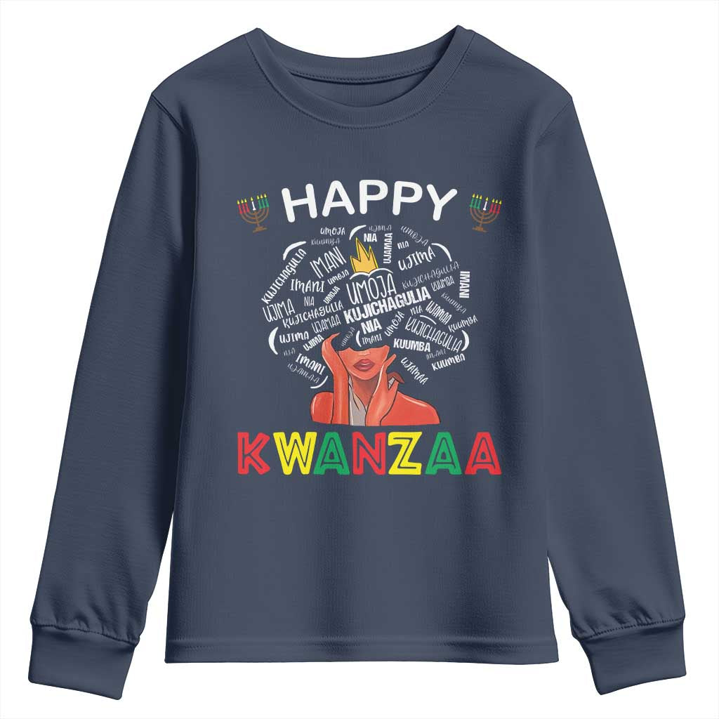 Happy Kwanzaa Youth Sweatshirt African American Afro Queen Nguzo Saba - Wonder Print Shop