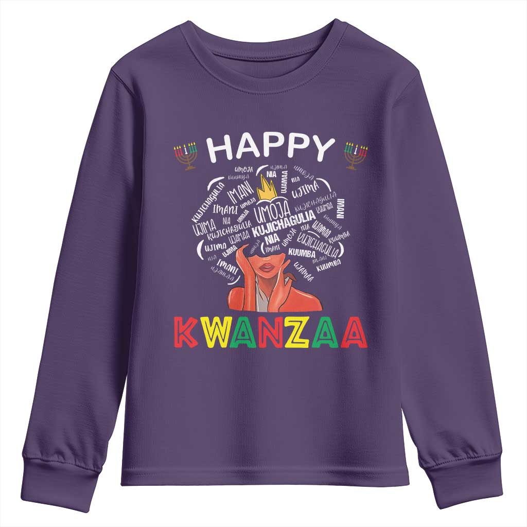 Happy Kwanzaa Youth Sweatshirt African American Afro Queen Nguzo Saba - Wonder Print Shop