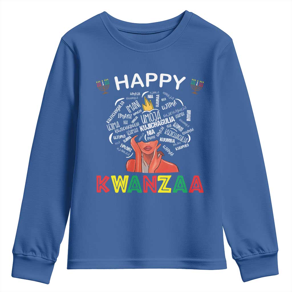Happy Kwanzaa Youth Sweatshirt African American Afro Queen Nguzo Saba - Wonder Print Shop