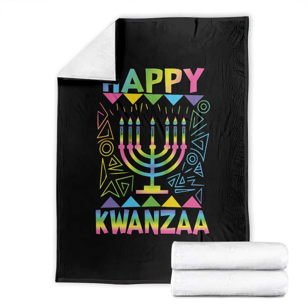 Happy Kwanzaa Throw Blanket Christmas African American Heritage Holiday Kinara Mazao - Wonder Print Shop