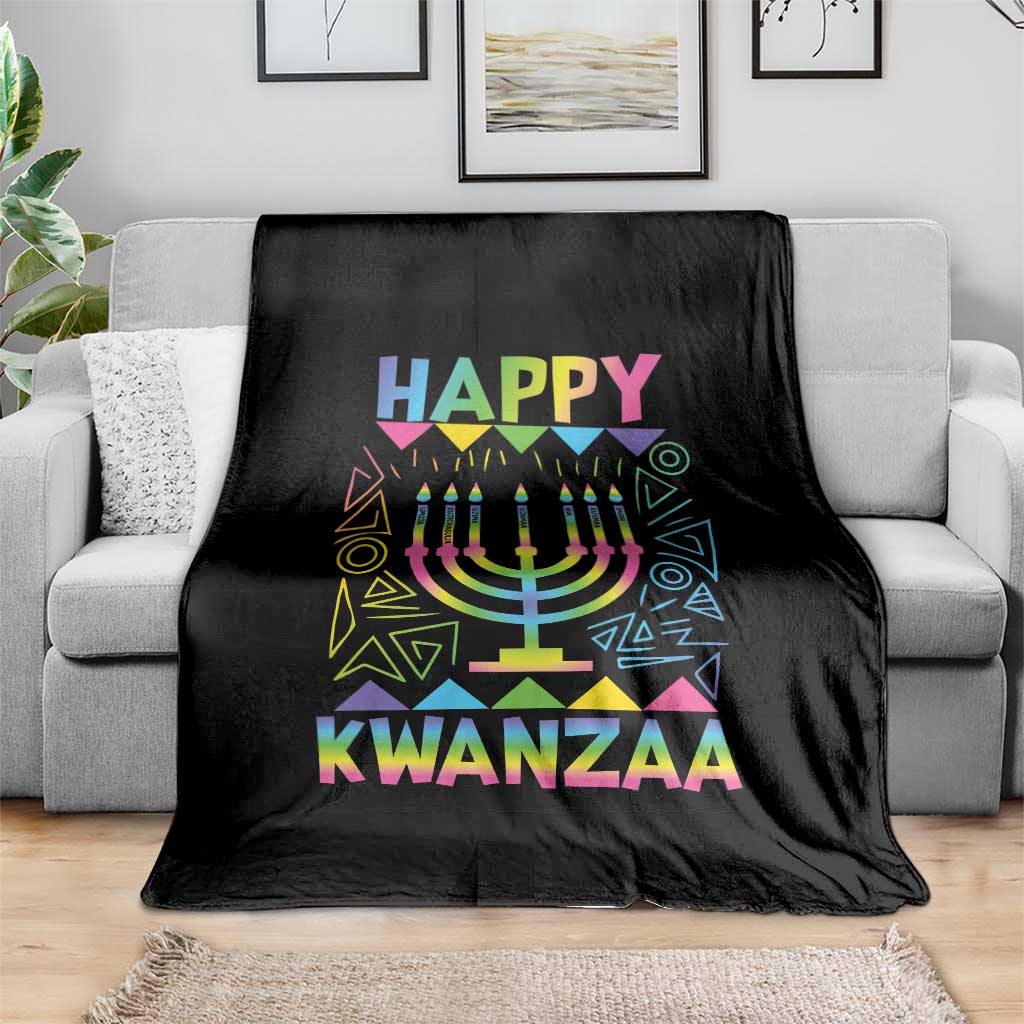 Happy Kwanzaa Throw Blanket Christmas African American Heritage Holiday Kinara Mazao - Wonder Print Shop