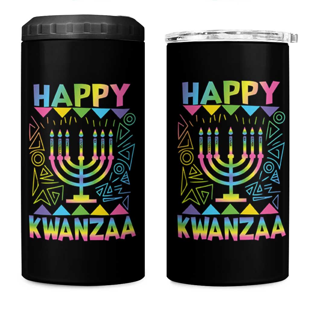 Happy Kwanzaa 4 in 1 Can Cooler Tumbler Christmas African American Heritage Holiday Kinara Mazao - Wonder Print Shop