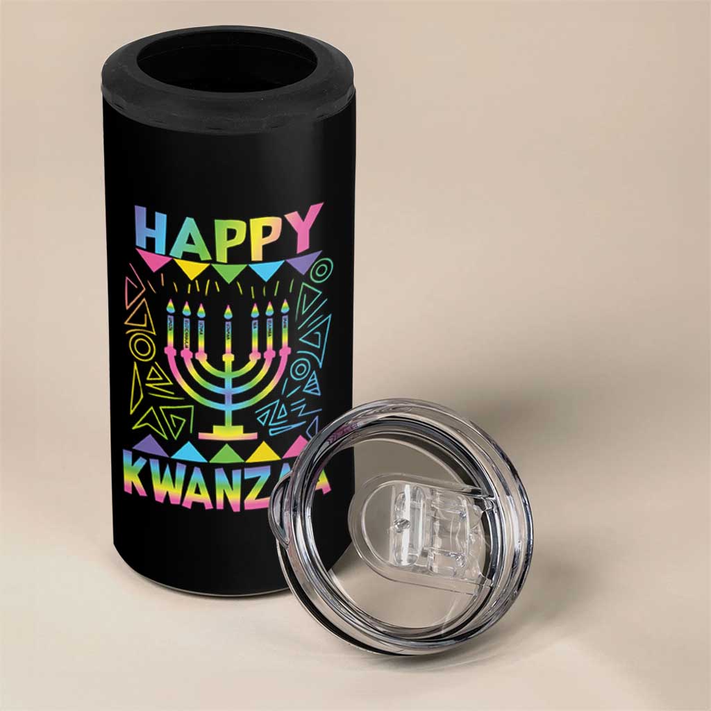 Happy Kwanzaa 4 in 1 Can Cooler Tumbler Christmas African American Heritage Holiday Kinara Mazao - Wonder Print Shop
