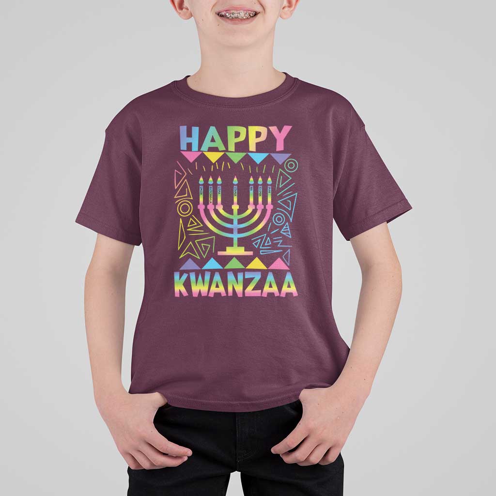 Happy Kwanzaa T Shirt For Kid Christmas African American Heritage Holiday Kinara Mazao - Wonder Print Shop