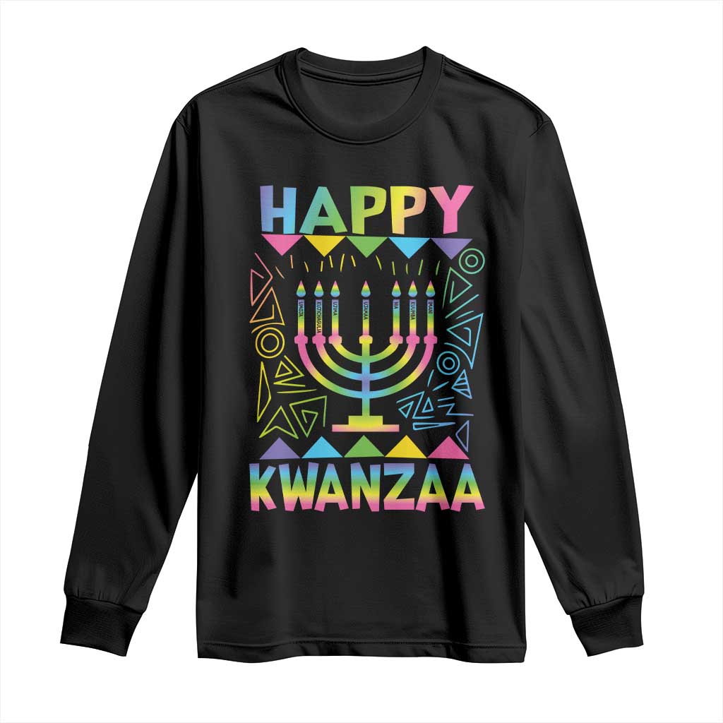 Happy Kwanzaa Long Sleeve Shirt Christmas African American Heritage Holiday Kinara Mazao - Wonder Print Shop