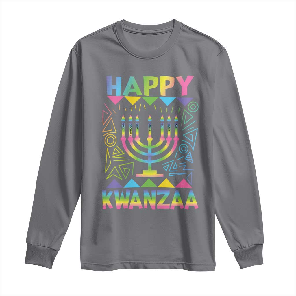 Happy Kwanzaa Long Sleeve Shirt Christmas African American Heritage Holiday Kinara Mazao - Wonder Print Shop