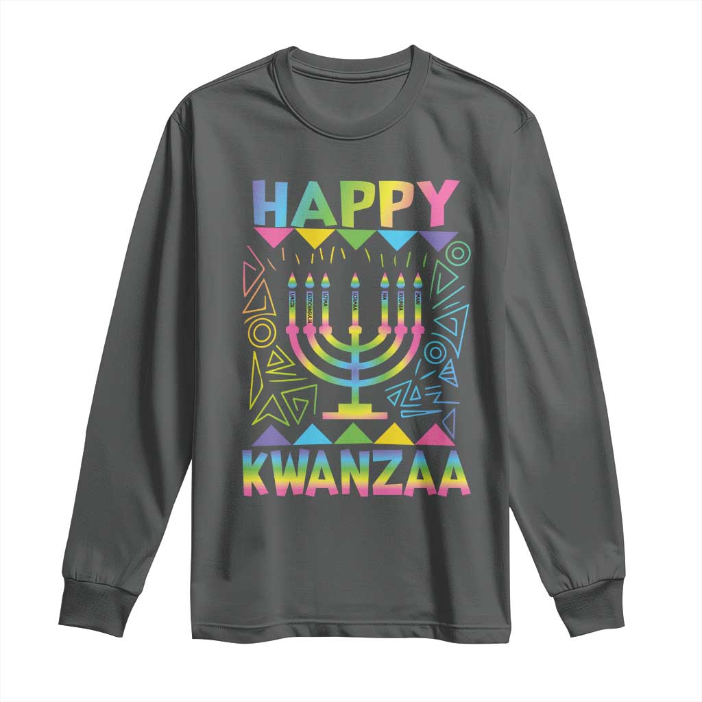 Happy Kwanzaa Long Sleeve Shirt Christmas African American Heritage Holiday Kinara Mazao - Wonder Print Shop