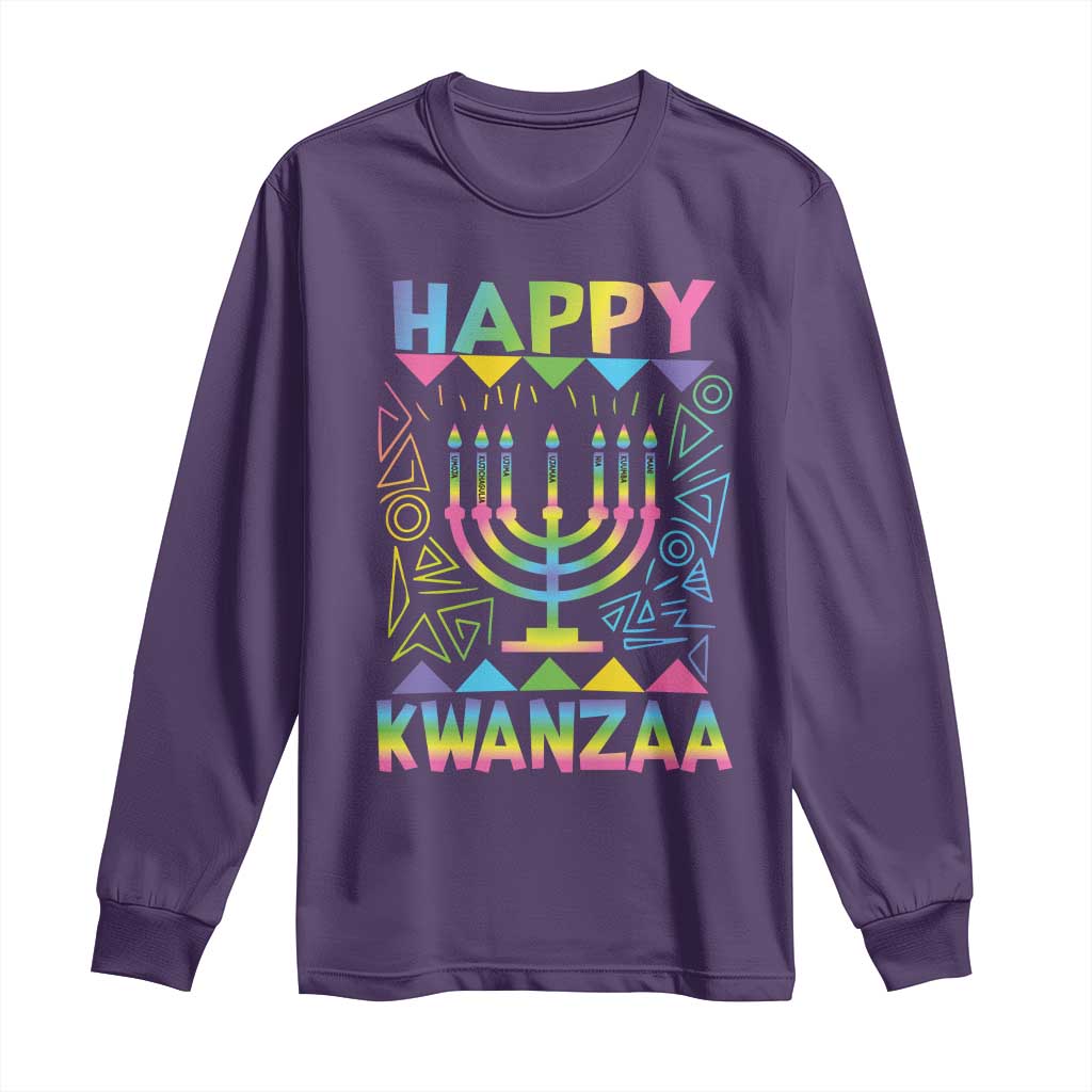 Happy Kwanzaa Long Sleeve Shirt Christmas African American Heritage Holiday Kinara Mazao - Wonder Print Shop