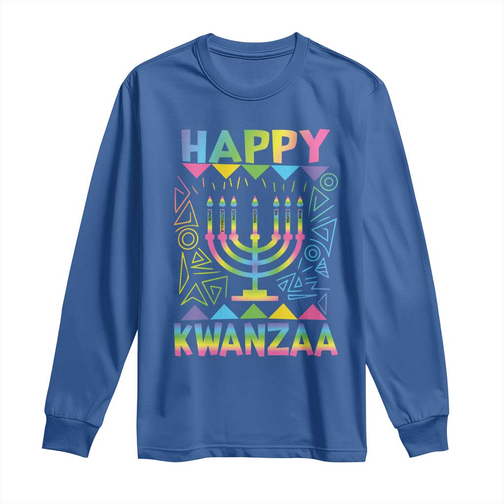Happy Kwanzaa Long Sleeve Shirt Christmas African American Heritage Holiday Kinara Mazao - Wonder Print Shop
