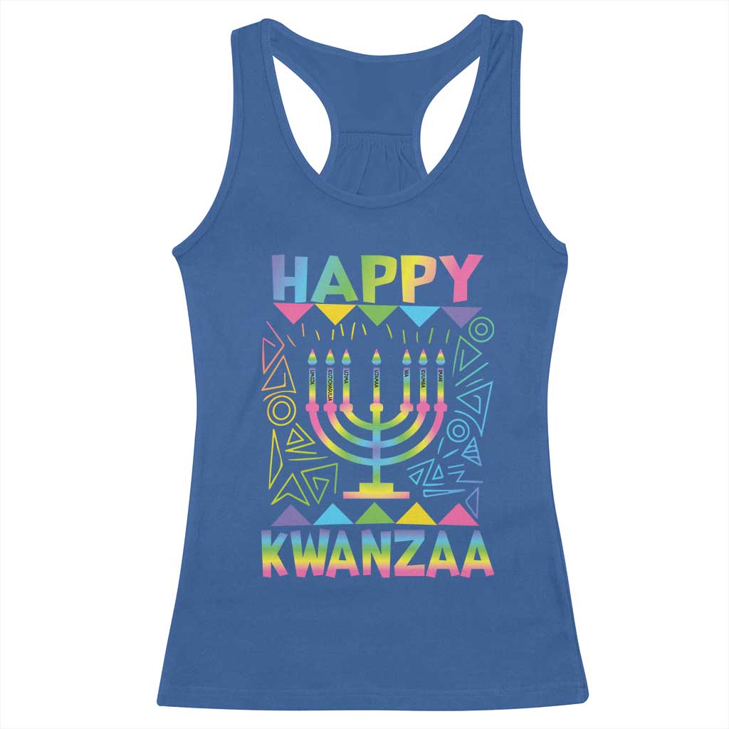 Happy Kwanzaa Racerback Tank Top Christmas African American Heritage Holiday Kinara Mazao - Wonder Print Shop