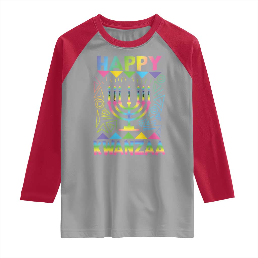 Happy Kwanzaa Raglan Shirt Christmas African American Heritage Holiday Kinara Mazao - Wonder Print Shop