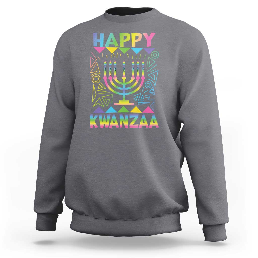 Happy Kwanzaa Sweatshirt Christmas African American Heritage Holiday Kinara Mazao - Wonder Print Shop