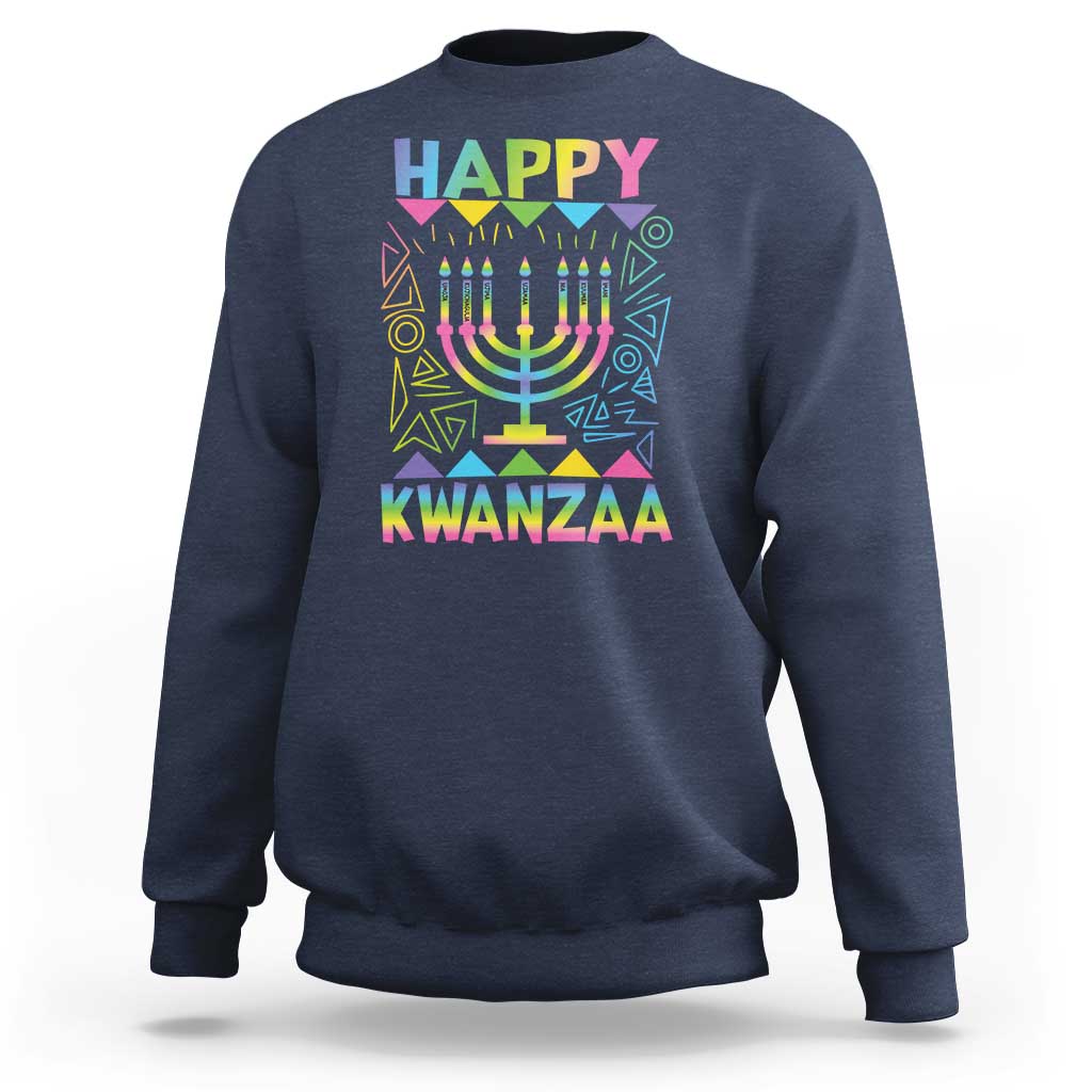 Happy Kwanzaa Sweatshirt Christmas African American Heritage Holiday Kinara Mazao - Wonder Print Shop