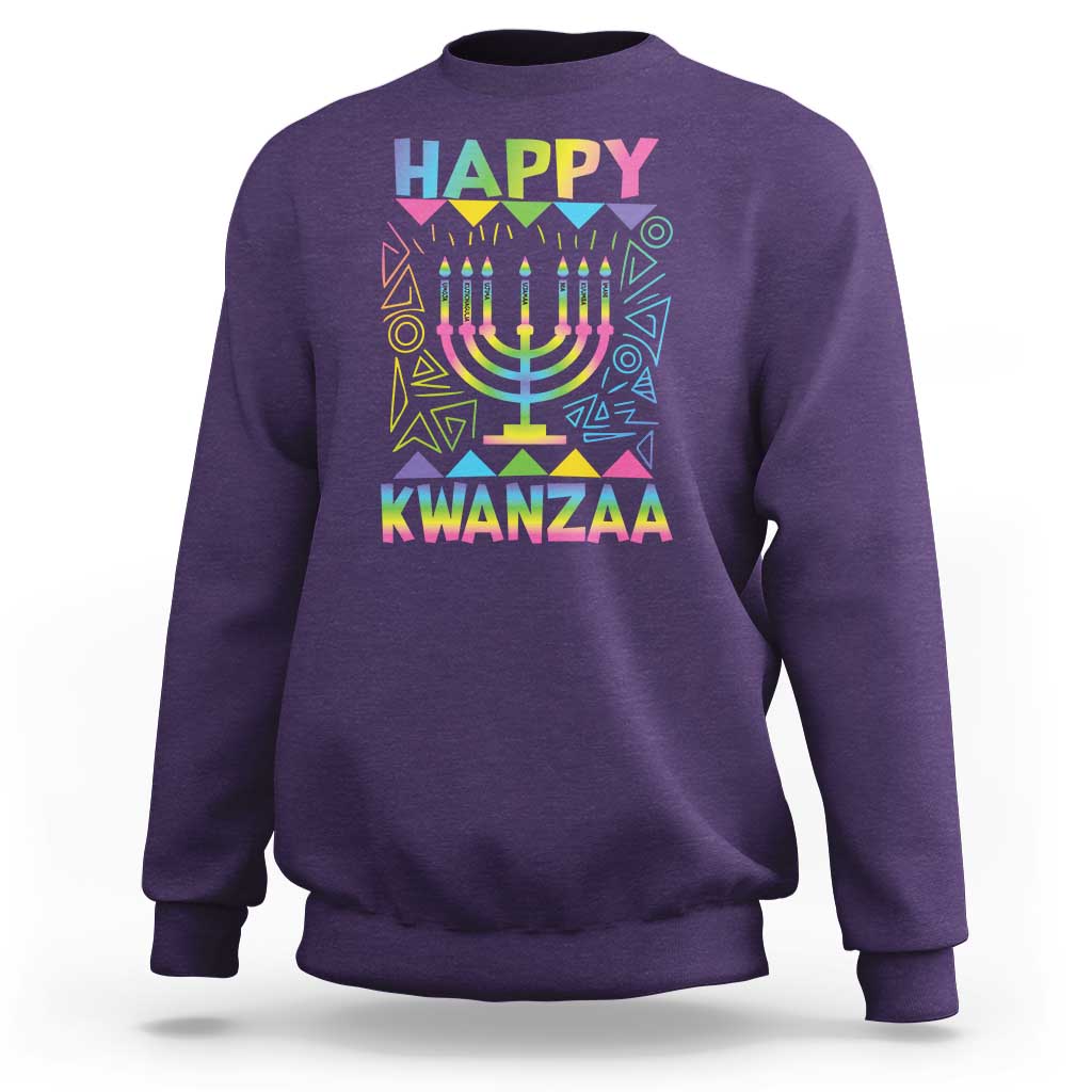 Happy Kwanzaa Sweatshirt Christmas African American Heritage Holiday Kinara Mazao - Wonder Print Shop