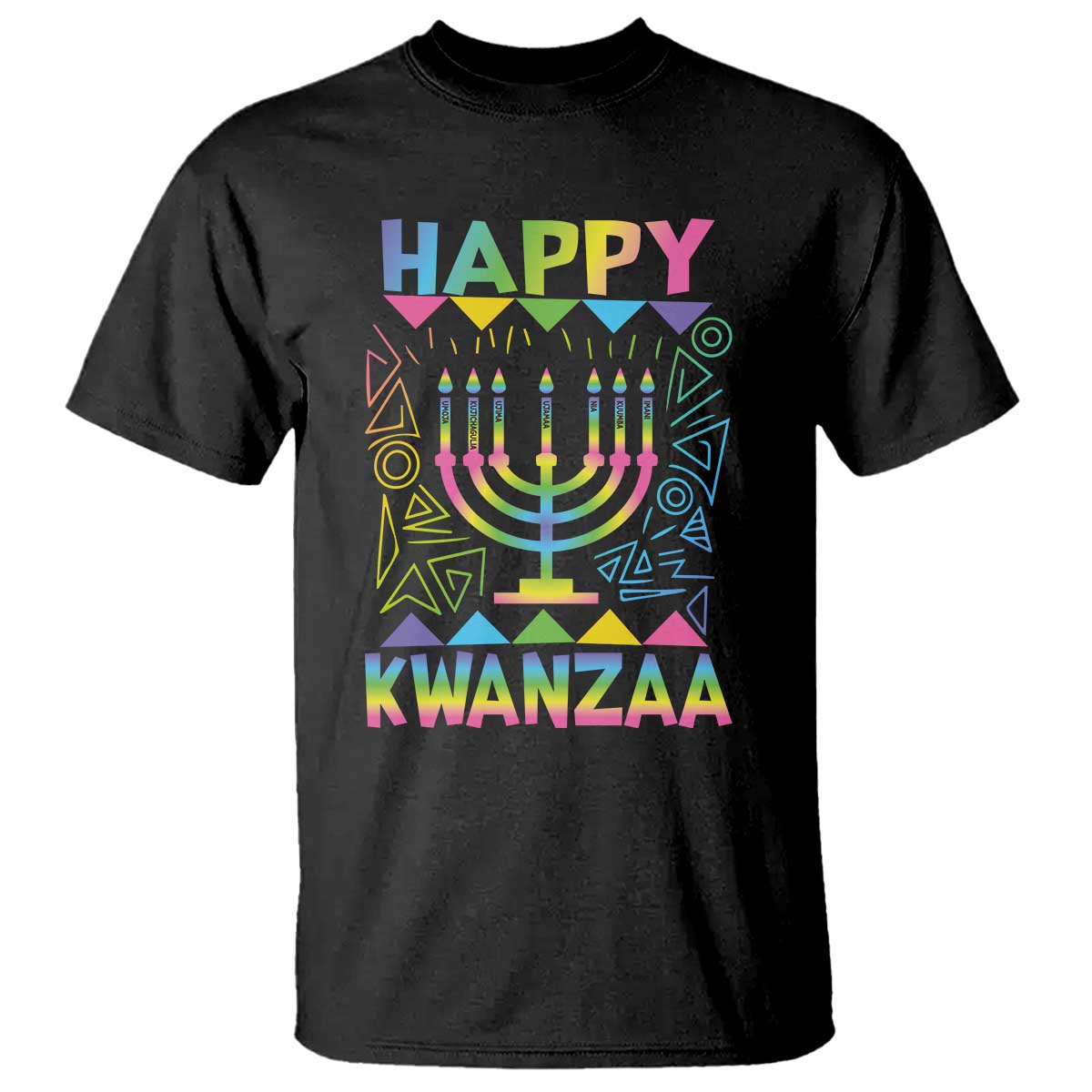 Happy Kwanzaa T Shirt Christmas African American Heritage Holiday Kinara Mazao - Wonder Print Shop