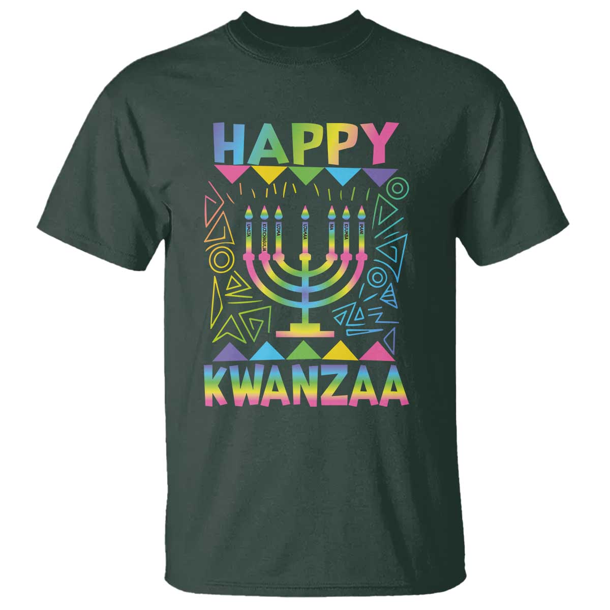 Happy Kwanzaa T Shirt Christmas African American Heritage Holiday Kinara Mazao - Wonder Print Shop
